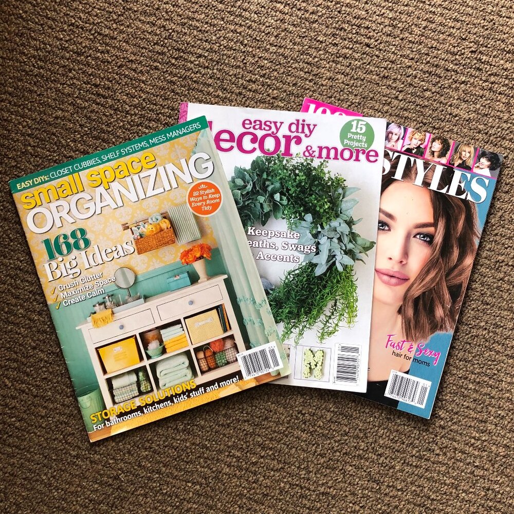 Small Space Magazine, Easy Decor Magazine & 100+ hairstyles magazine Bundle of 3